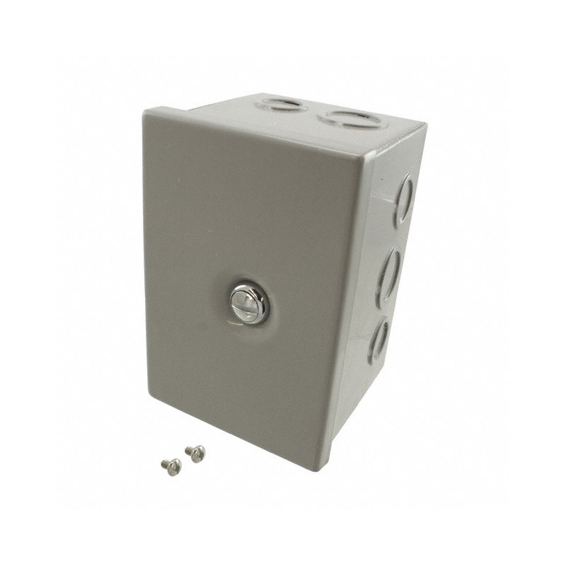 1 pcs : JBH-4953-KO - Box Metal, Steel Gray Hinged Door, Lid 4.000' L x 4.000' W (101.60mm x 101.60mm) X 6.000' (152.40mm)