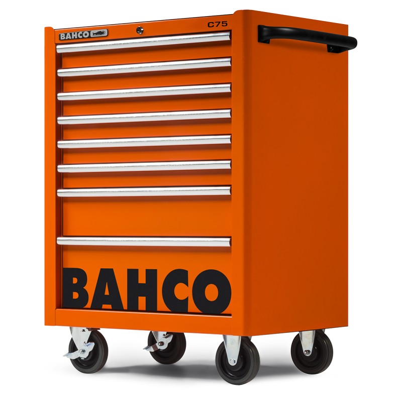 1 pcs - Bahco 8 drawer Stainless Steel (Top) Wheeled Tool Chest, 985mm x 677mm x 501mm