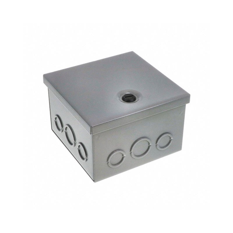 1 pcs : CHKO664 - Box Metal, Steel Gray Hinged Door, Lid 6.000' L x 6.000' W (152.40mm x 152.40mm) X 4.000' (101.60mm)