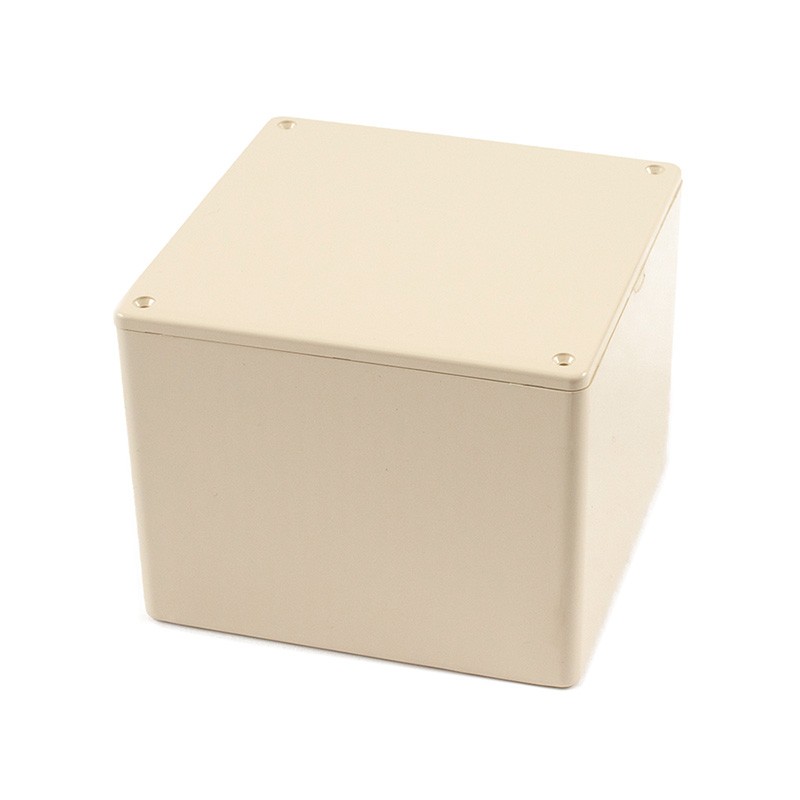 1 pcs : 1591VBG - Box Plastic Beige Cover Included 4.724' L x 4.724' W (120.00mm x 119.99mm) X 3.700' (93.98mm)