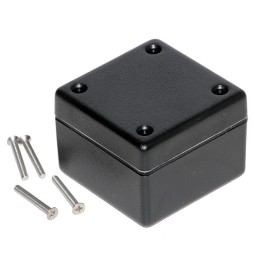 1 pcs : 1594AWBK - Box Plastic Black Cover Included 2.205' L x 2.205' W (56.00mm x 56.00mm) X 1.578' (40.08mm)