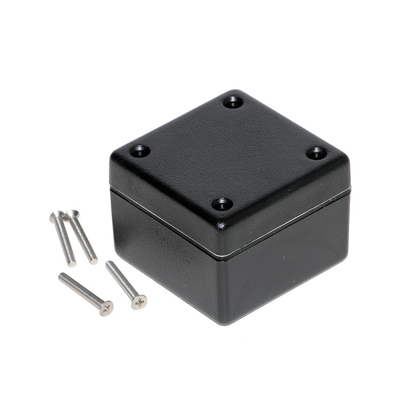1 pcs : 1594AWBK - Box Plastic Black Cover Included 2.205' L x 2.205' W (56.00mm x 56.00mm) X 1.578' (40.08mm)