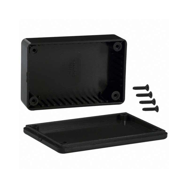 1 pcs : 1591MSBK - Box Plastic Black Cover Included 3.339' L x 2.205' W (84.80mm x 56.00mm) X 1.023' (25.98mm)