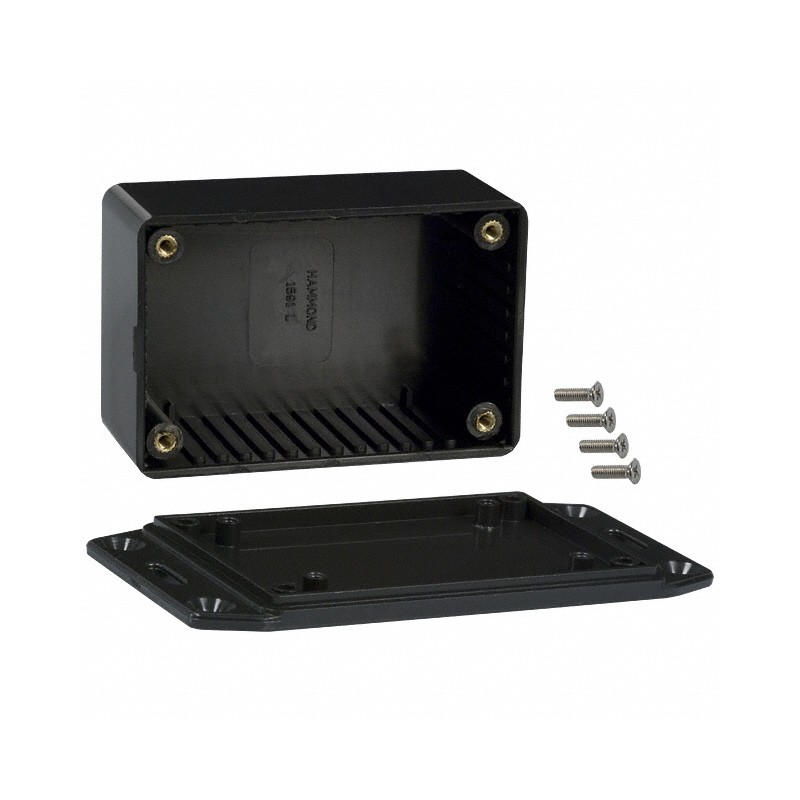 1 pcs : 1591LFLBK - Box Plastic Black Cover Included 3.346' L x 2.205' W (85.00mm x 56.00mm) X 1.535' (38.99mm)