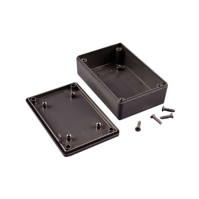 1 pcs : 1591XXMSBK - Box Plastic Black Cover Included 3.395' L x 2.246' W (86.23mm x 57.05mm) X 1.063' (27.00mm)