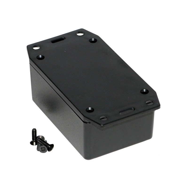 1 pcs : 1591XXLFLBK - Box Plastic Black Cover Included 3.427' L x 2.279' W (87.05mm x 57.89mm) X 1.604' (40.75mm)