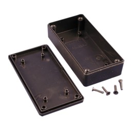 1 pcs : 1591XXASBK - Box Plastic Black Cover Included 3.972' L x 2.023' W (100.89mm x 51.38mm) X 1.053' (26.75mm)