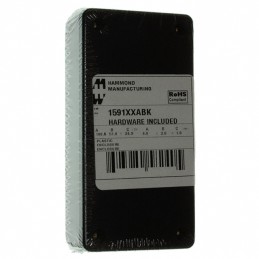 1 pcs : 1591XXABK - Box Plastic Black Cover Included 3.972' L x 2.023' W (100.89mm x 51.38mm) X 1.053' (26.75mm)