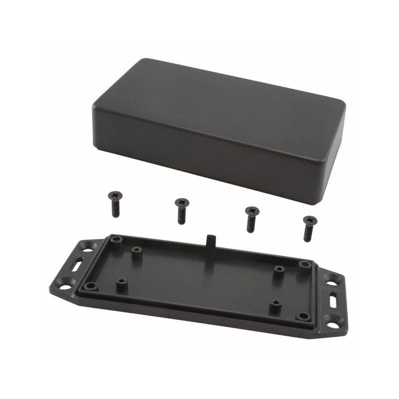 1 pcs : 1591XXAFLBK - Box Plastic Black Cover Included 3.972' L x 2.023' W (100.89mm x 51.38mm) X 1.053' (26.75mm)