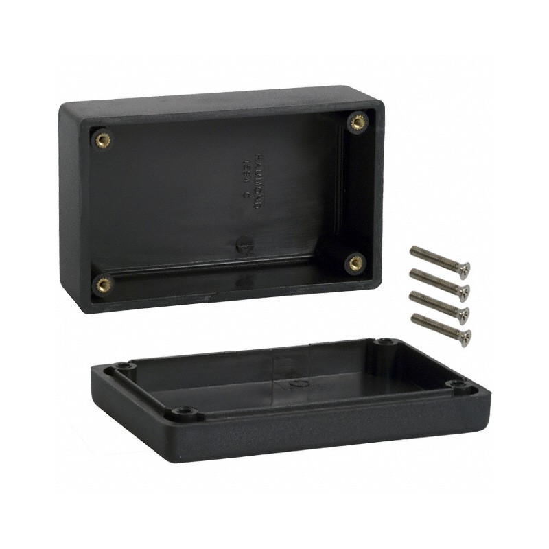 1 pcs : 1594CBK - Box Plastic Black Cover Included 4.193' L x 2.598' W (106.50mm x 65.99mm) X 1.787' (45.39mm)