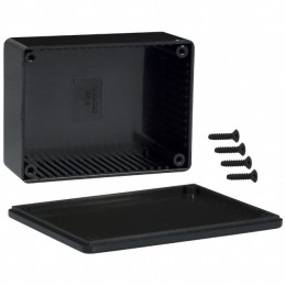 1 pcs : 1591SSBK - Box Plastic Black Cover Included 4.335' L x 3.236' W (110.11mm x 82.19mm) X 1.732' (43.99mm)