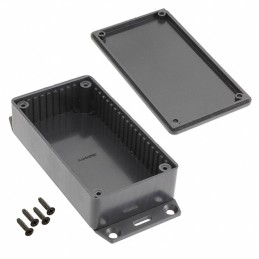 1 pcs : 1591BF2SBK - Box Plastic Black Cover Included 4.401' L x 2.441' W (111.79mm x 62.00mm) X 1.272' (32.31mm)