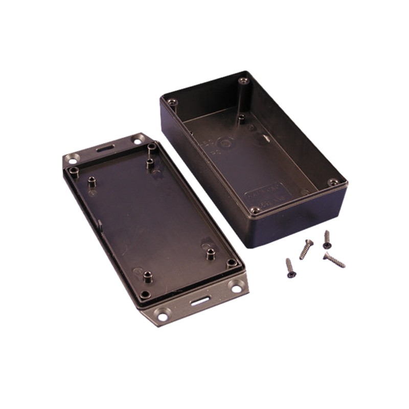 1 pcs : 1591XXBSFLBK - Box Plastic Black Cover Included 4.481' L x 2.493' W (113.82mm x 63.32mm) X 1.289' (32.74mm)