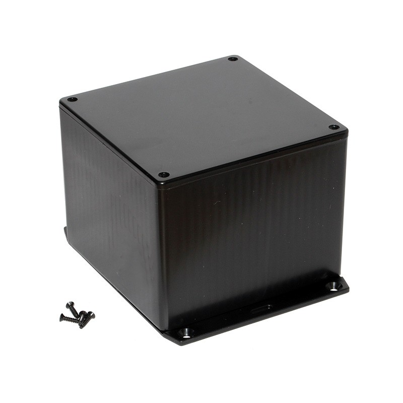 1 pcs : 1591VF2SBK - Box Plastic Black Cover Included 4.695' L x 4.724' W (119.25mm x 119.99mm) X 3.759' (95.48mm)