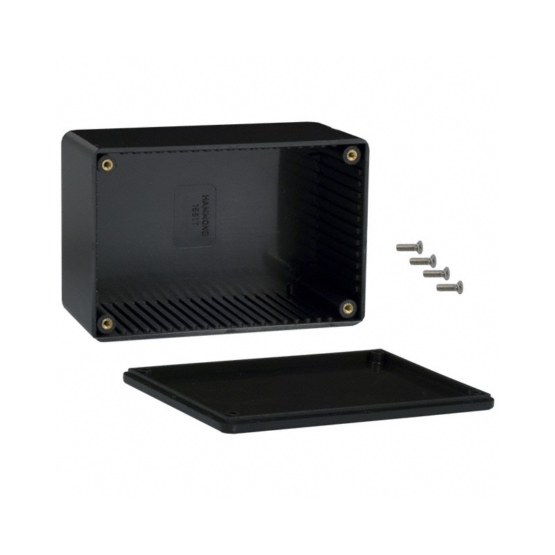 1 pcs : 1591TBK - Box Plastic Black Cover Included 4.724' L x 3.157' W (120.00mm x 80.19mm) X 2.311' (58.70mm)