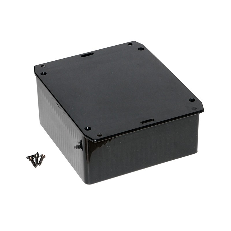1 pcs : 1591USFLBK - Box Plastic Black Cover Included 4.724' L x 4.724' W (120.00mm x 119.99mm) X 2.322' (58.98mm)