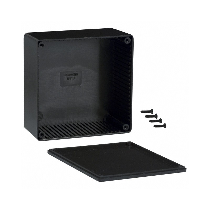 1 pcs : 1591USBK - Box Plastic Black Cover Included 4.724' L x 4.724' W (120.00mm x 119.99mm) X 2.322' (58.98mm)
