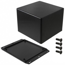 1 pcs : 1591VSFLBK - Box Plastic Black Cover Included 4.724' L x 4.724' W (120.00mm x 119.99mm) X 3.700' (93.98mm)