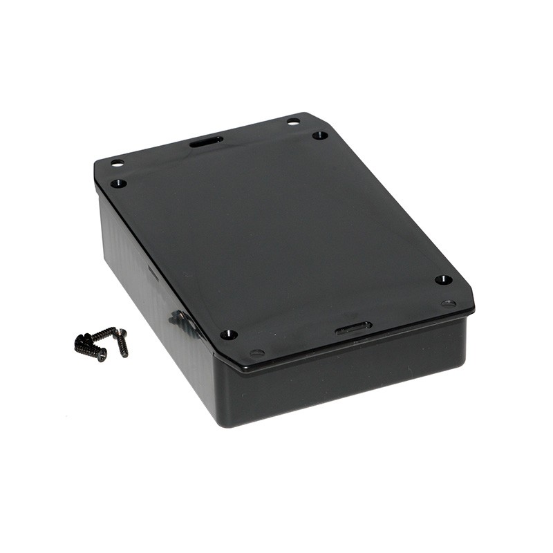 1 pcs : 1591GSFLBK - Box Plastic Black Cover Included 4.744' L x 3.685' W (120.50mm x 93.60mm) X 1.338' (33.99mm)