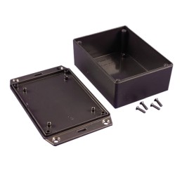 1 pcs : 1591XXGSFLBK - Box Plastic Black Cover Included 4.821' L x 3.776' W (122.45mm x 95.91mm) X 1.496' (38.00mm)