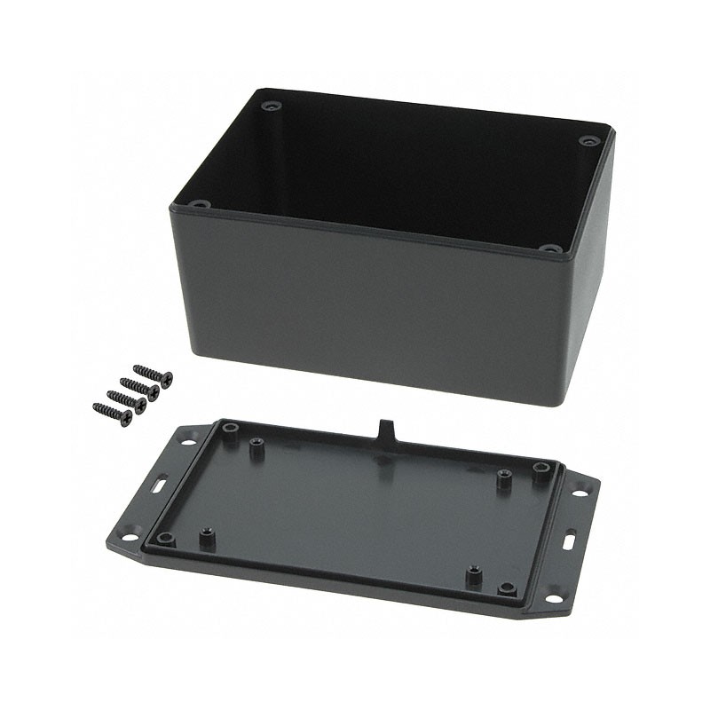 1 pcs : 1591XXTSFLBK - Box Plastic Black Cover Included 4.853' L x 3.278' W (123.27mm x 83.26mm) X 2.392' (60.76mm)