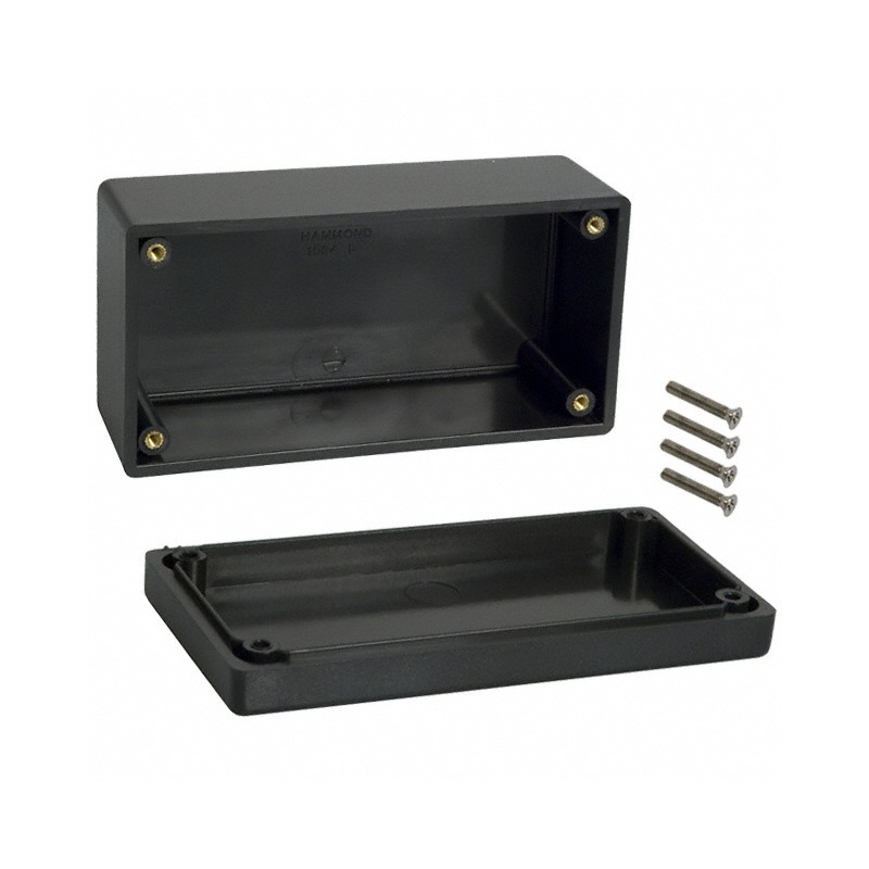 1 pcs : 1594DBK - Box Plastic Black Cover Included 5.177' L x 2.610' W (131.50mm x 66.29mm) X 2.169' (55.09mm)