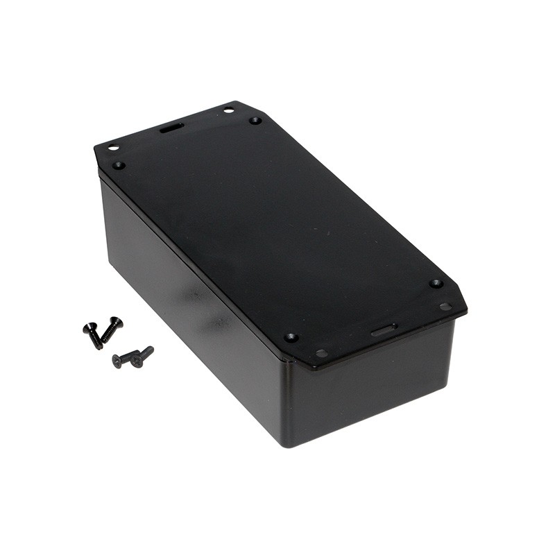 1 pcs : 1591XXDFLBK - Box Plastic Black Cover Included 6.001' L x 3.245' W (152.43mm x 82.42mm) X 2.057' (52.25mm)