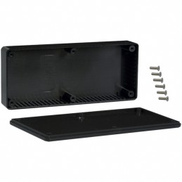 1 pcs : 1591HBK - Box Plastic Black Cover Included 6.524' L x 2.787' W (165.71mm x 70.79mm) X 1.141' (28.98mm)