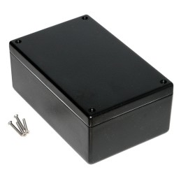 1 pcs : 1594ESBK - Box Plastic Black Cover Included 6.575' L x 4.213' W (167.01mm x 107.01mm) X 2.555' (64.90mm)