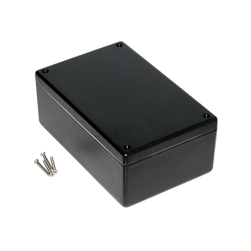 1 pcs : 1594ESBK - Box Plastic Black Cover Included 6.575' L x 4.213' W (167.01mm x 107.01mm) X 2.555' (64.90mm)