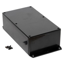 1 pcs : 1591EF2SBK - Box Plastic Black Cover Included 7.443' L x 4.331' W (189.05mm x 110.01mm) X 2.445' (62.10mm)