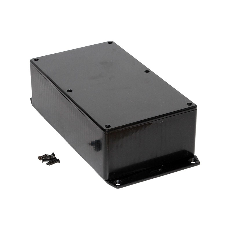 1 pcs : 1591EF2SBK - Box Plastic Black Cover Included 7.443' L x 4.331' W (189.05mm x 110.01mm) X 2.445' (62.10mm)