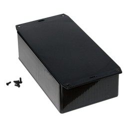 1 pcs : 1591EF2BK - Box Plastic Black Cover Included 7.443' L x 4.331' W (189.05mm x 110.01mm) X 2.445' (62.10mm)