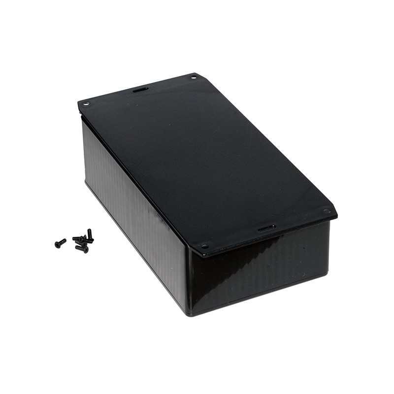 1 pcs : 1591EF2BK - Box Plastic Black Cover Included 7.443' L x 4.331' W (189.05mm x 110.01mm) X 2.445' (62.10mm)