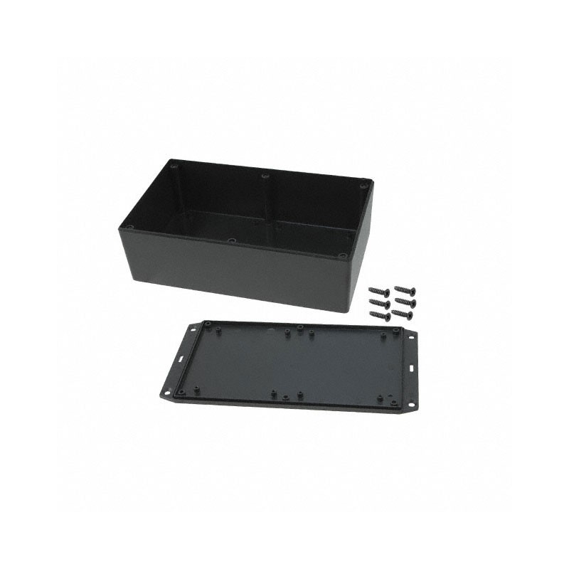 1 pcs : 1591XXESFLBK - Box Plastic Black Cover Included 7.615' L x 4.465' W (193.42mm x 113.41mm) X 2.470' (62.74mm)