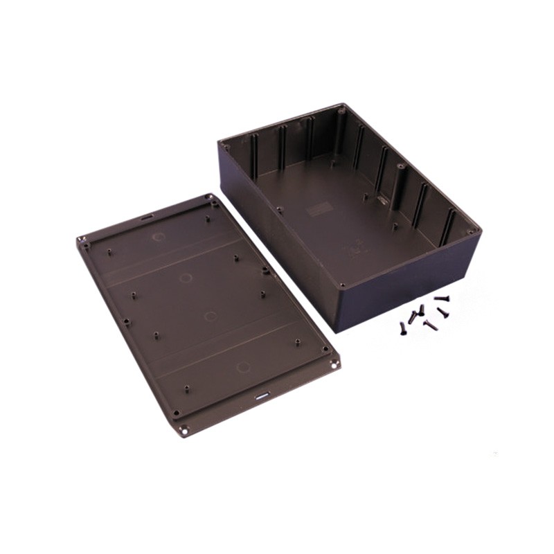 1 pcs : 1591XXFSFLBK - Box Plastic Black Cover Included 8.701' L x 5.906' W (221.01mm x 150.01mm) X 2.500' (63.50mm)