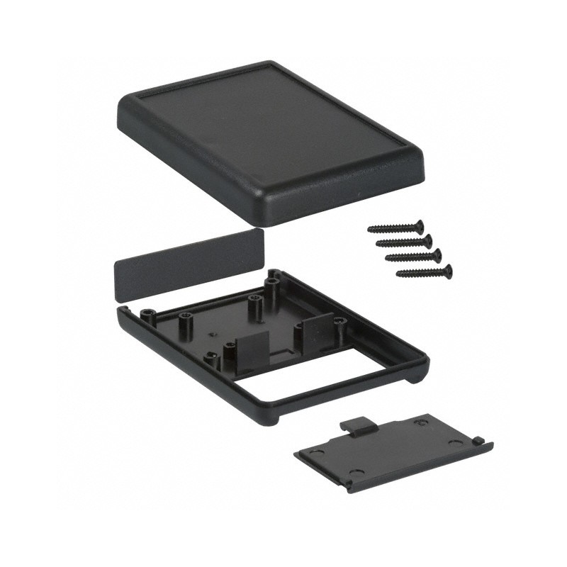 1 pcs : 1593SBK - Box Plastic Black Hand Held, End Panel and Cover 3.622' L x 2.618' W (92.00mm x 66.50mm) X 0.827' (21.01mm)