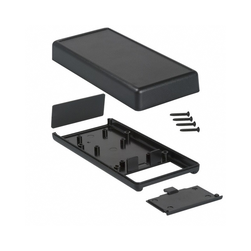 1 pcs : 1593YBK - Box Plastic Black Hand Held, End Panel and Cover 5.512' L x 2.598' W (140.00mm x 65.99mm) X 1.102' (27.99mm)