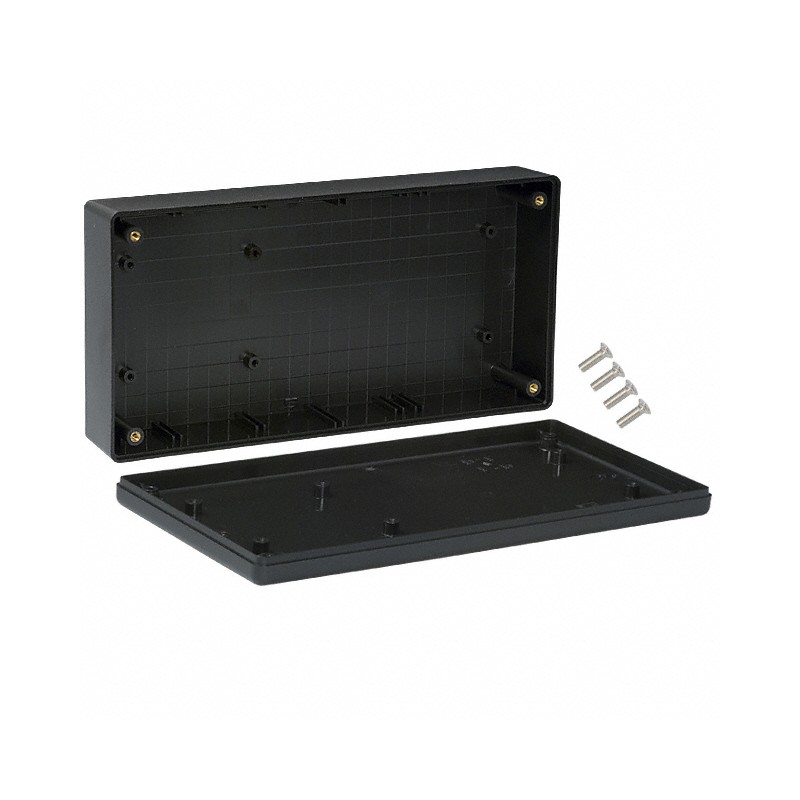 1 pcs : 1599HBK - Box Plastic Black Hand Held, Split Sides 8.661' L x 4.331' W (219.99mm x 110.01mm) X 1.762' (44.75mm)