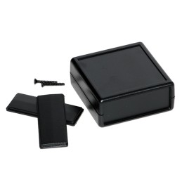 1 pcs : 1593KBK - Box Plastic Black Hand Held, Split Sides and End Panel(s) 2.647' L x 2.607' W (67.23mm x 66.22mm) X 1.102' (27