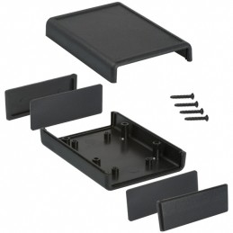 1 pcs : 1593LBK - Box Plastic Black Hand Held, Split Sides and End Panel(s) 3.631' L x 2.607' W (92.23mm x 66.22mm) X 1.102' (27
