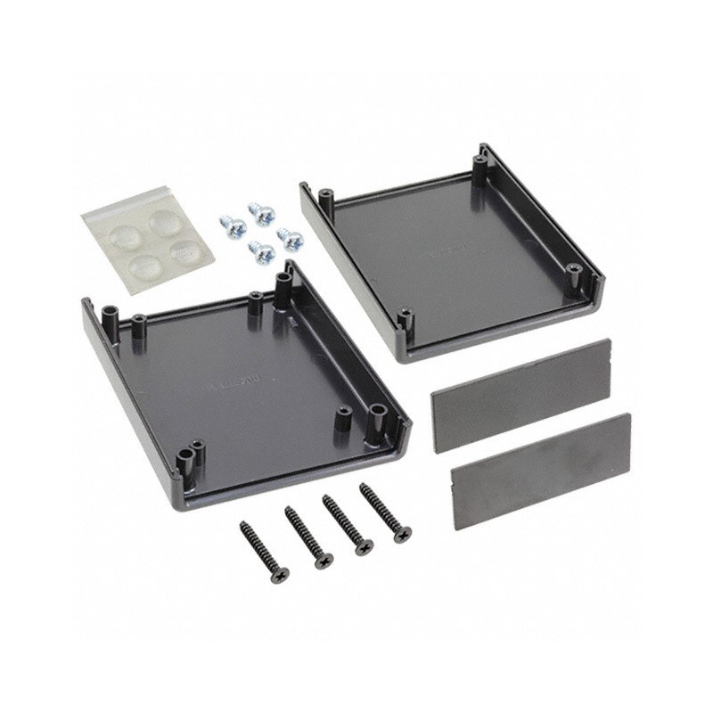 1 pcs : 1593BBBK - Box Plastic Black Hand Held, Split Sides and End Panel(s) 3.752' L x 3.044' W (95.31mm x 77.31mm) X 1.181' (3
