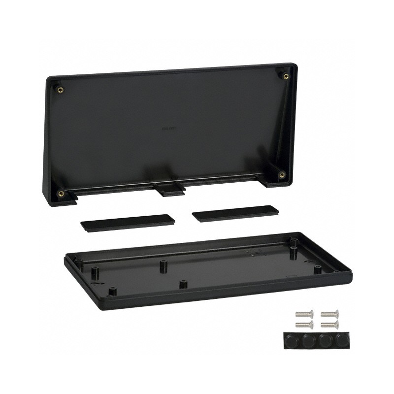 1 pcs : 1599HTSBK - Box Plastic Black Hand Held, Split Sides, Slanted Top 8.661' L x 4.331' W (219.99mm x 110.01mm) X 1.762' (44