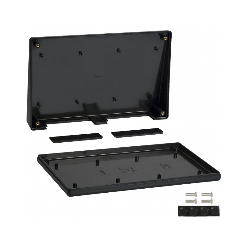 1 pcs : 1599KTSBK - Box Plastic Black Hand Held, Split Sides, Slanted Top 8.661' L x 5.512' W (219.99mm x 140.00mm) X 1.811' (46