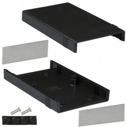 1 pcs : 1598ABK - Box Plastic Black Split Sides and End Panel(s) 6.161' L x 3.677' W (156.49mm x 93.40mm) X 1.378' (35.00mm)