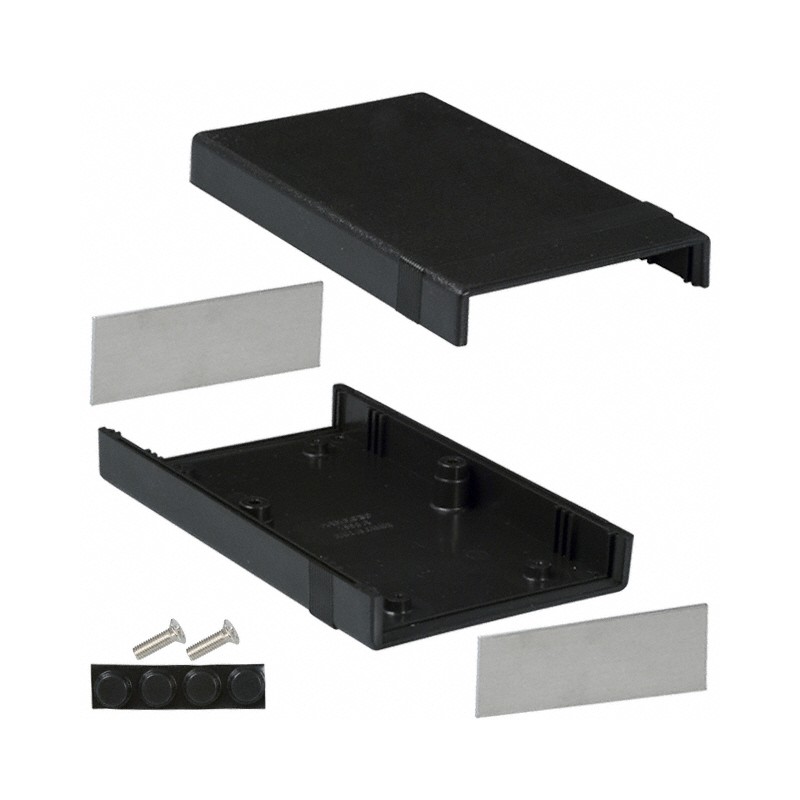 1 pcs : 1598ABK - Box Plastic Black Split Sides and End Panel(s) 6.161' L x 3.677' W (156.49mm x 93.40mm) X 1.378' (35.00mm)