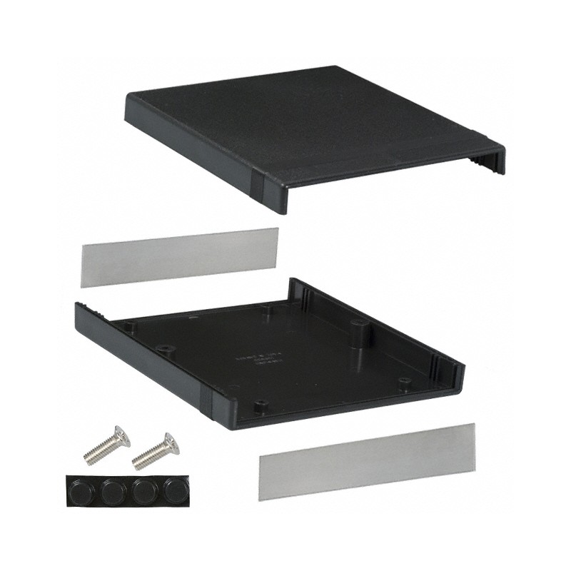 1 pcs : 1598BBBK - Box Plastic Black Split Sides and End Panel(s) 7.047' L x 6.083' W (178.99mm x 154.51mm) X 1.378' (35.00mm)