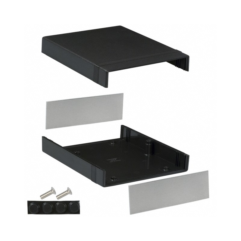 1 pcs : 1598CBK - Box Plastic Black Split Sides and End Panel(s) 7.067' L x 6.063' W (179.50mm x 154.00mm) X 2.008' (51.00mm)