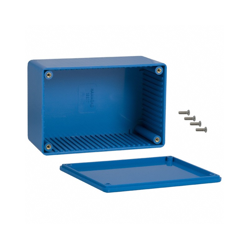 1 pcs : 1591TBU - Box Plastic Blue Cover Included 4.724' L x 3.157' W (120.00mm x 80.19mm) X 2.311' (58.70mm)