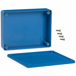 1 pcs : 1591GBU - Box Plastic Blue Cover Included 4.744' L x 3.685' W (120.50mm x 93.60mm) X 1.338' (33.99mm)